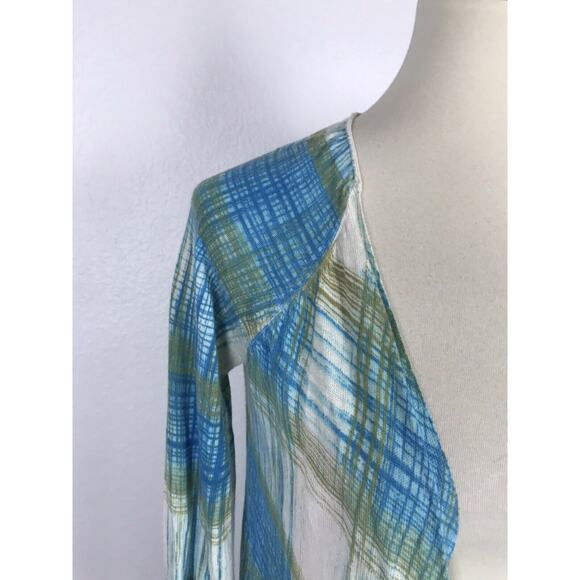 Anthropologie Sparrow Asymmetric Plaid Open Front Cardigan Sweater - Picture 3 of 11